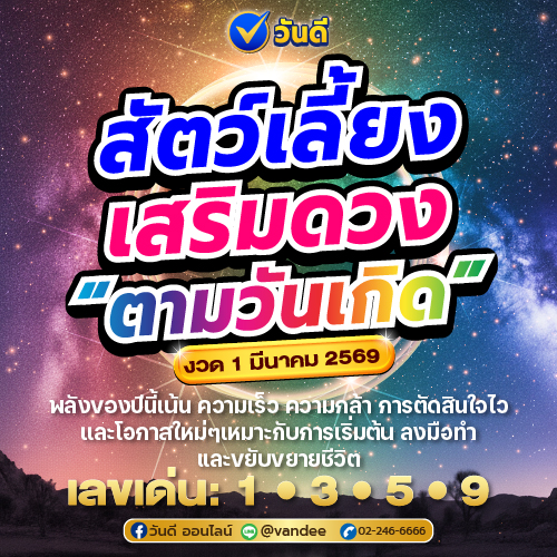 สัตว์เลี้ยงเสริมดวงตามวันเกิด_ทั้ง7วัน