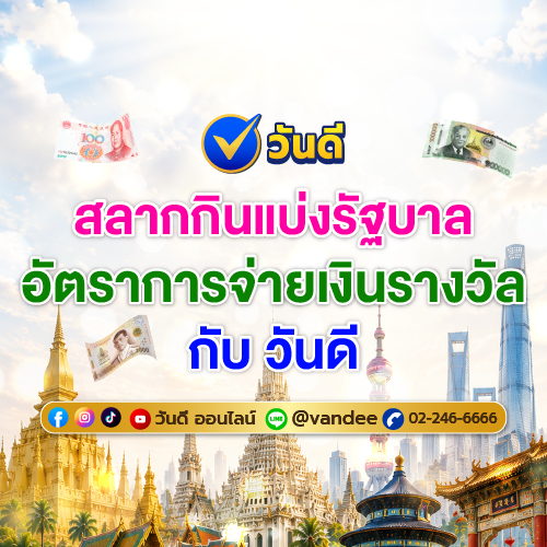อัตราจ่ายรางวัลสลากกินแบ่งรัฐบาล 2569 กับ วันดี ออนไลน์ เงินบาท กีบลาว และหยวนจีน